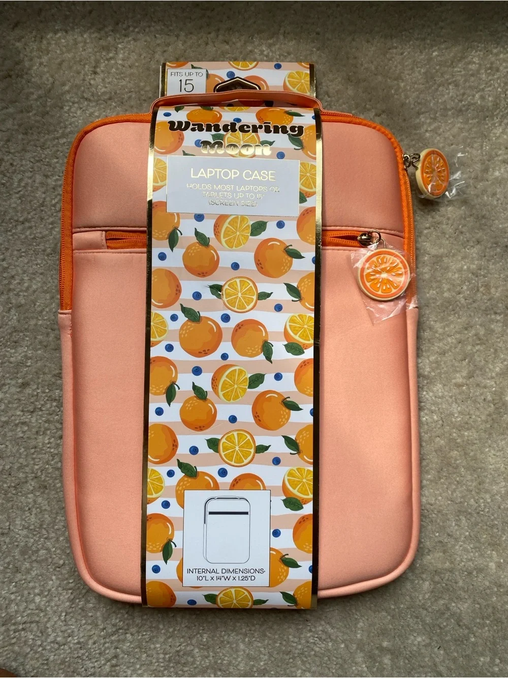 Peach Pink Padded Laptop Sleeve